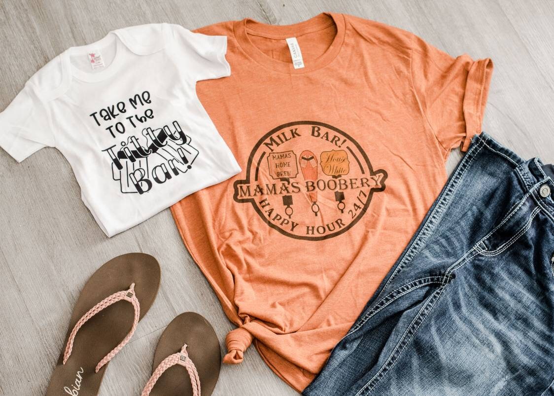 Breastfeeding baby onsie, titty bar onsie, baby onsie, breastfeeding gifts, boobery, mom and me set