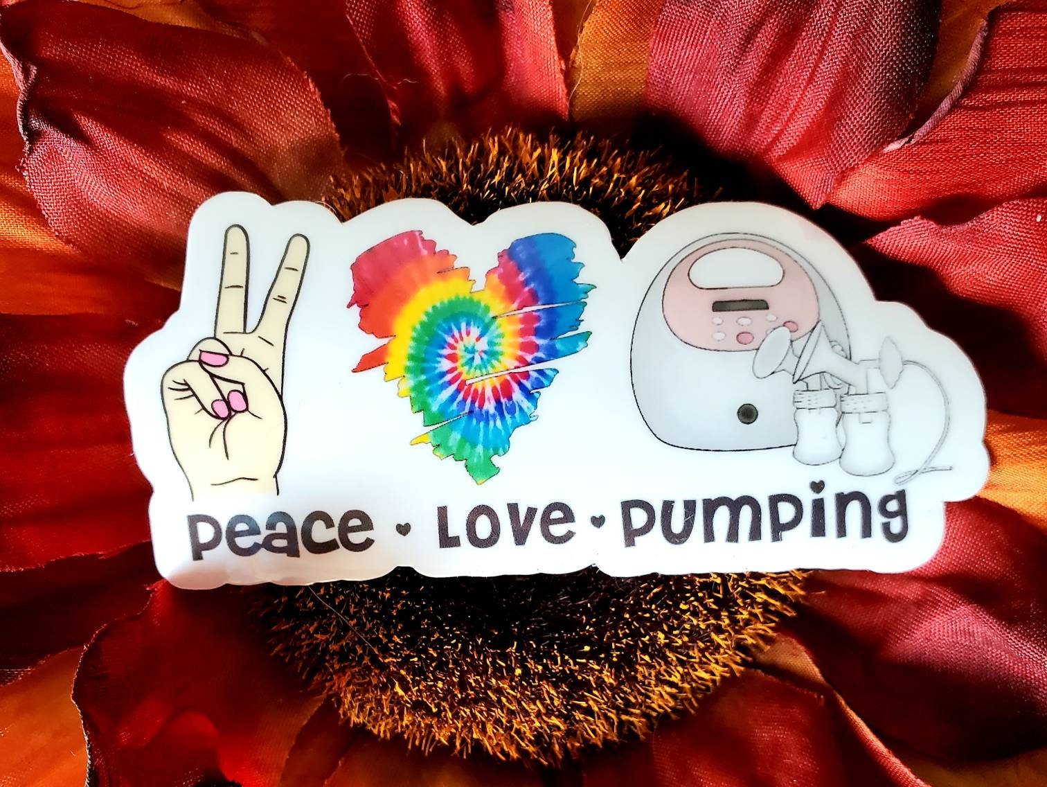 Peace love and breastfeeding sticker, breast pump sticker, breastfeeding mom gift, cart sticker, water bottle sticker