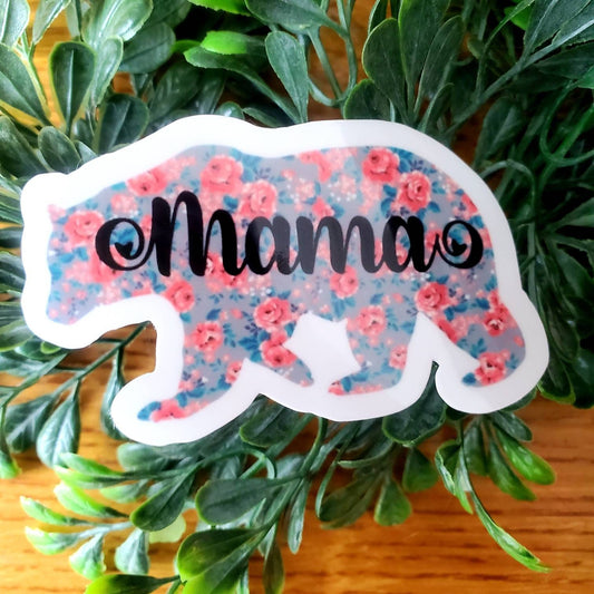 Mama bear sticker, flowers mama bear sticker, cottagecore mama bear sticker, floral mama bear sticker, laptop sticker, tumbler sticker
