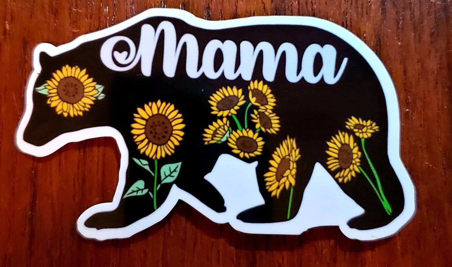 Mama bear sticker, flowers mama bear sticker, cottagecore mama bear sticker, floral mama bear sticker, laptop sticker, tumbler sticker
