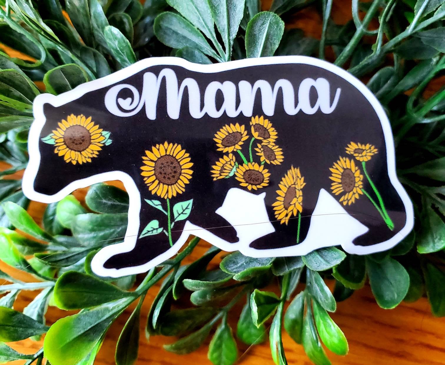 Mama bear sticker, flowers mama bear sticker, cottagecore mama bear sticker, floral mama bear sticker, laptop sticker, tumbler sticker