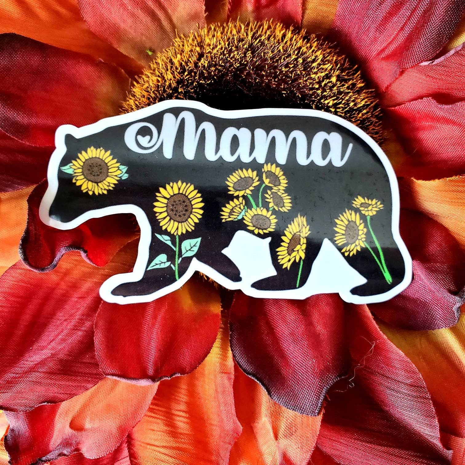 Mama bear sticker, flowers mama bear sticker, cottagecore mama bear sticker, floral mama bear sticker, laptop sticker, tumbler sticker