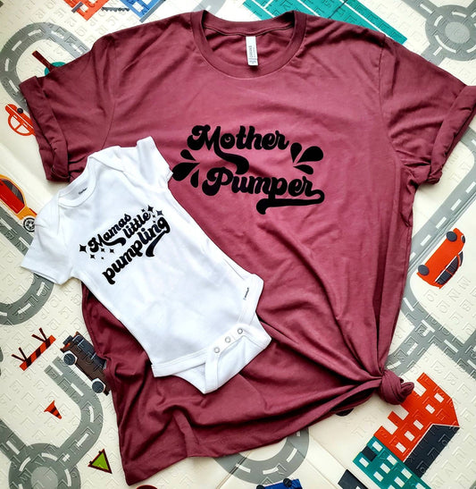 Breastfeeding baby onsie, titty bar onsie, baby onsie, breastfeeding gifts, boobery, mom and me set