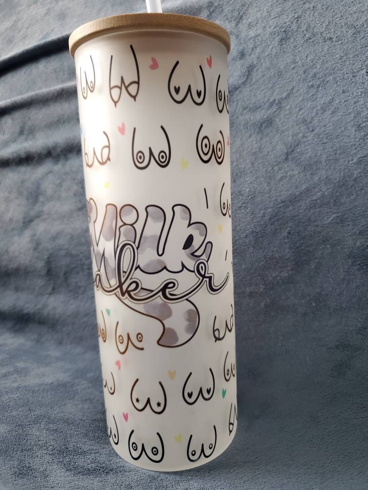 Boobs water bottle, glass water botttle, boobs glass bottle, save the tatas water bottle, breast water bottle, breastfeeding water bottle