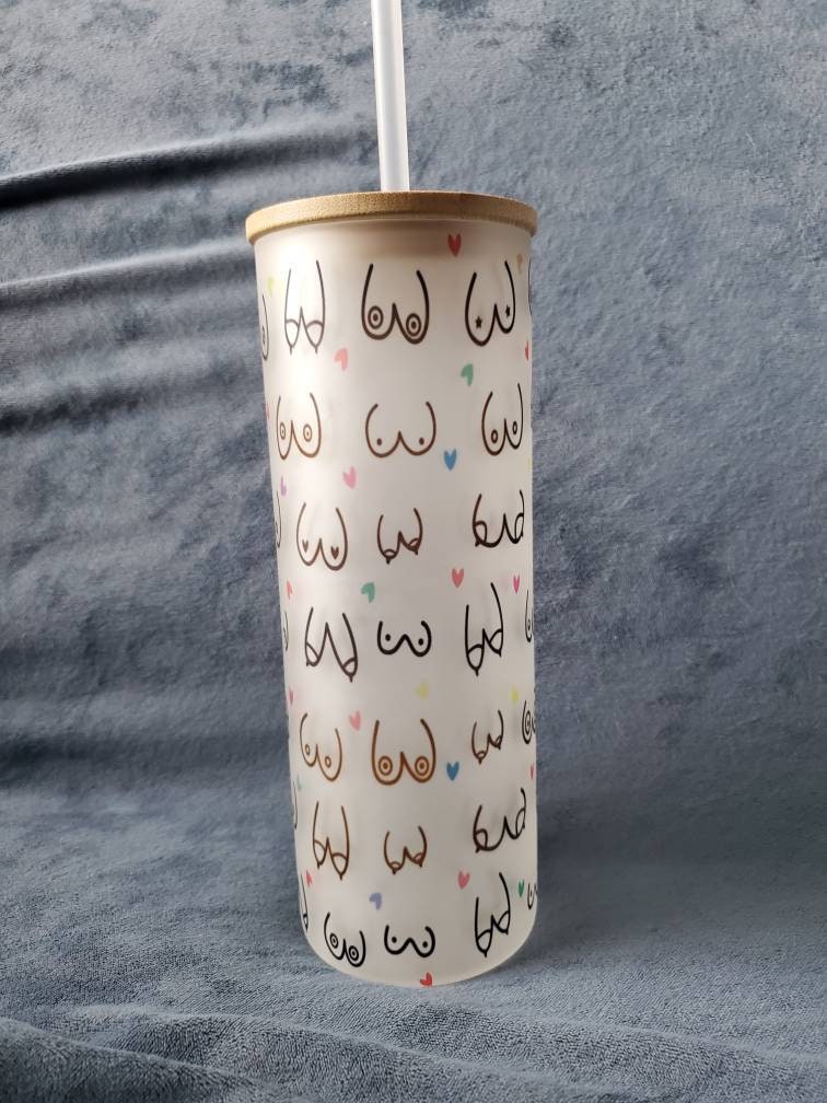 Boobs water bottle, glass water botttle, boobs glass bottle, save the tatas water bottle, breast water bottle, breastfeeding water bottle