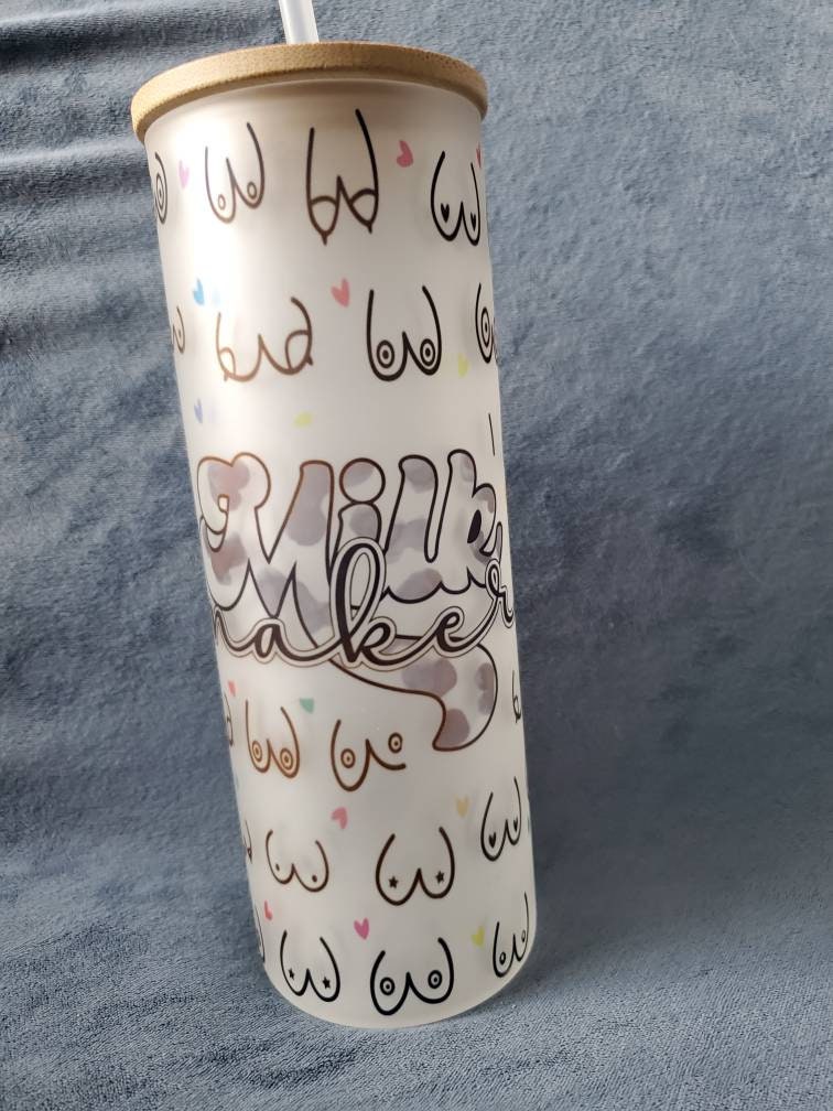 Boobs water bottle, glass water botttle, boobs glass bottle, save the tatas water bottle, breast water bottle, breastfeeding water bottle