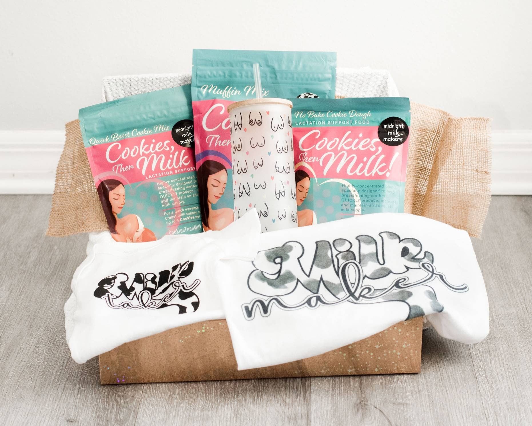 Cookies then milk gift box, milk maker gift box, lactation cookies, breastfeeding gift, breastfeeding mom, boob, lactation treats, pumping
