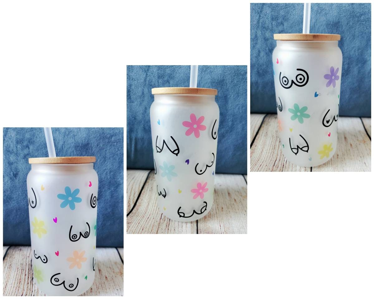 Boobs water bottle, glass water botttle, boobs glass bottle, save the tatas water bottle, breast water bottle, breastfeeding water bottle