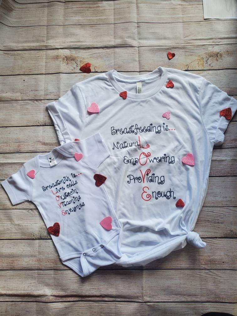 Breastfeeding shirt, valentines, breastfeeding valentines, valentines matching, valentines onsie, valentines mom and me, breastfed valentine