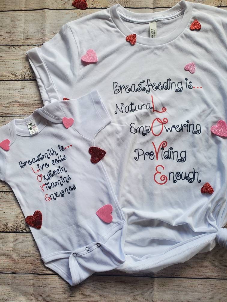 Breastfeeding shirt, valentines, breastfeeding valentines, valentines matching, valentines onsie, valentines mom and me, breastfed valentine