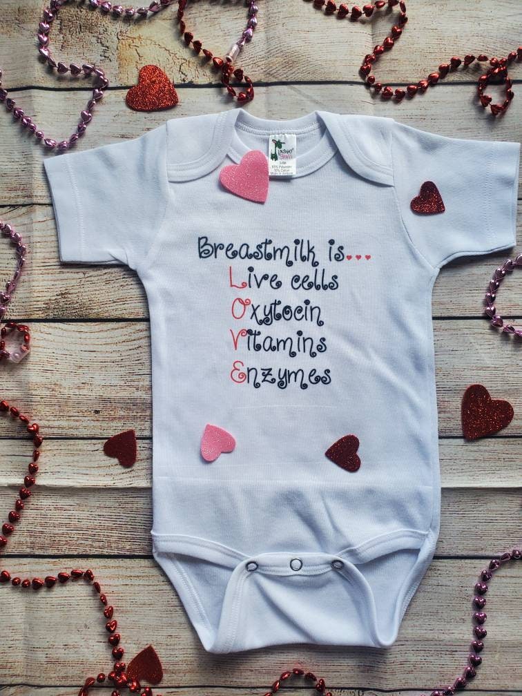 Valentines onsie, breastfed baby, breastmilk baby, breastfeeding baby onsie, breastfed baby shirt, valentine breastfed baby, baby bodysuit,