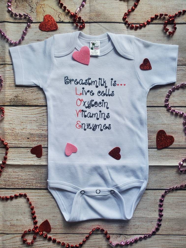 Valentines onsie, breastfed baby, breastmilk baby, breastfeeding baby onsie, breastfed baby shirt, valentine breastfed baby, baby bodysuit,