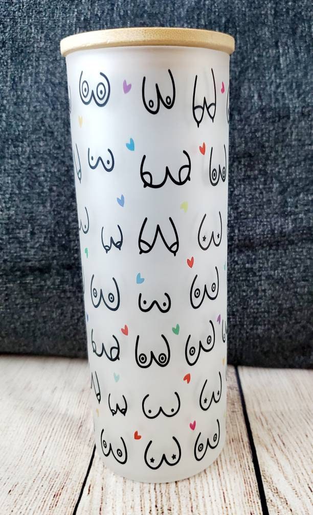 Boobs water bottle, glass water botttle, boobs glass bottle, save the tatas water bottle, breast water bottle, breastfeeding water bottle