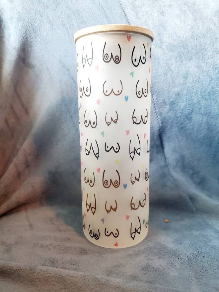 Boobs water bottle, glass water botttle, boobs glass bottle, save the tatas water bottle, breast water bottle, breastfeeding water bottle